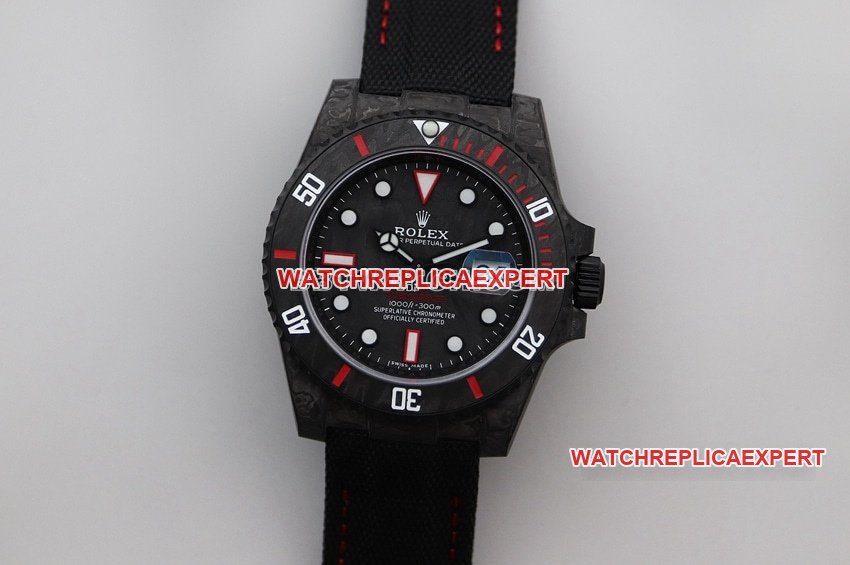 VS factory Rolex Submariner top 1:1 imitation black plate carbon fiber red ring strap models front real picture
