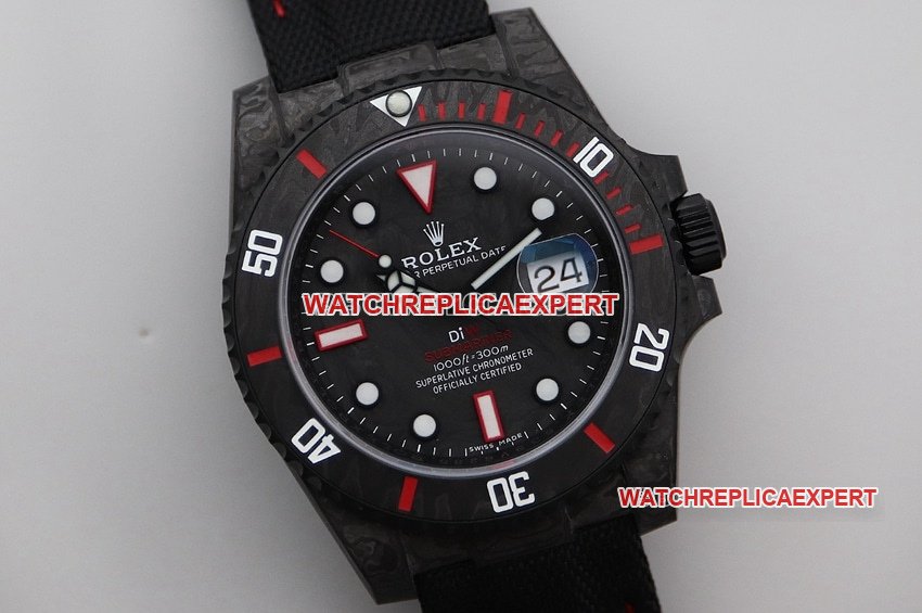 VS factory Rolex Submariner top 1:1 imitation black plate carbon fiber red ring strap models front real picture