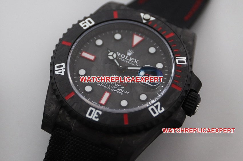 VS factory Rolex Submariner top 1:1 imitation black plate carbon fiber red ring strap models front real picture
