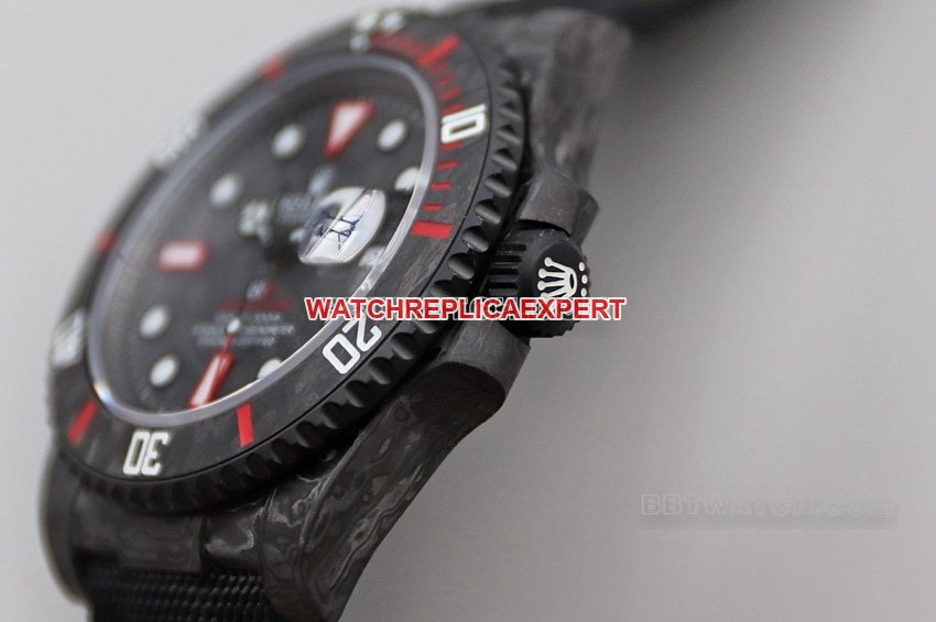 VS factory Rolex Submariner top 1:1 imitation black plate carbon fiber red ring strap models side actual photo