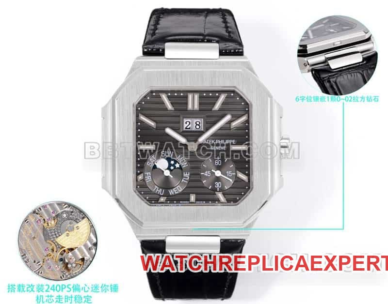 3K factory Patek Philippe CUBITUS top 1:1 super clone dark gray disk 5822 front real photo