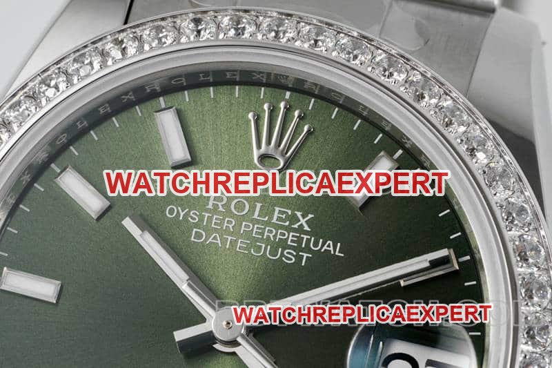 ARF FactoryRolex log 1:1super clonegreen dialdiamond bezel stick hour markers 31mm three grid link 278384front live photo