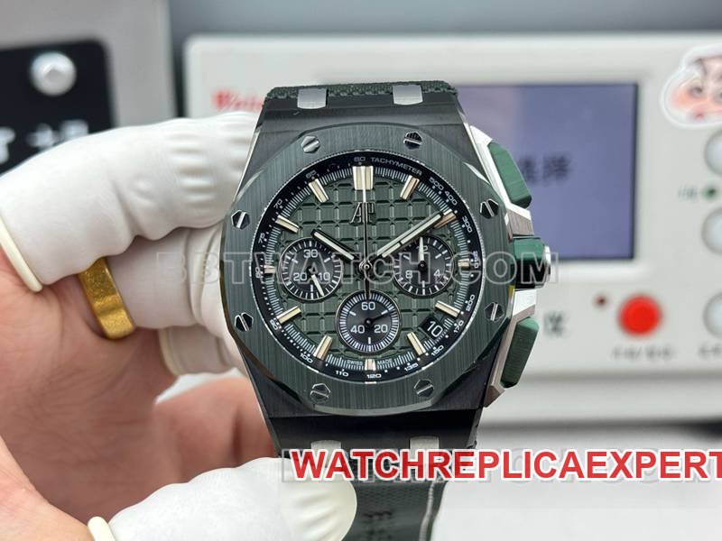 Audemars Piguet super clone watch LS factory Royal Oak offshore type 43MM green dialchronograph mechanical rubber model 26420front live photo