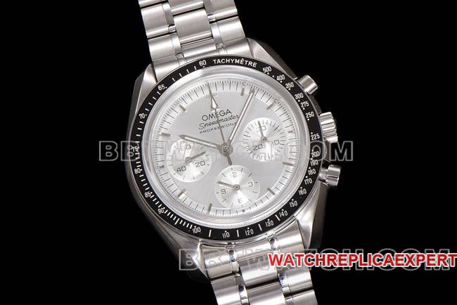 Top Replica Watches N1 Factory Speedmaster Omega Silver Plate Steel Strap Model Front Actual Photo