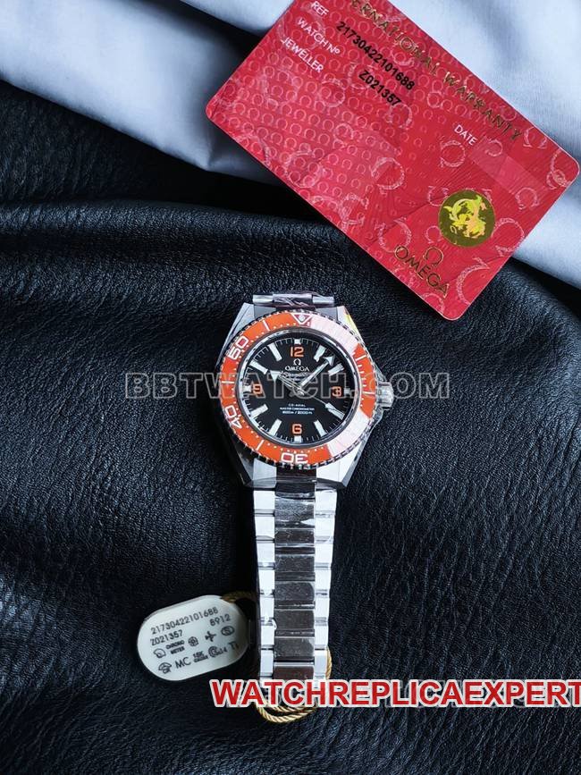 VS Factory1:1replica watch Seamaster 600m black dial orange bezel steel braceletfront live photo