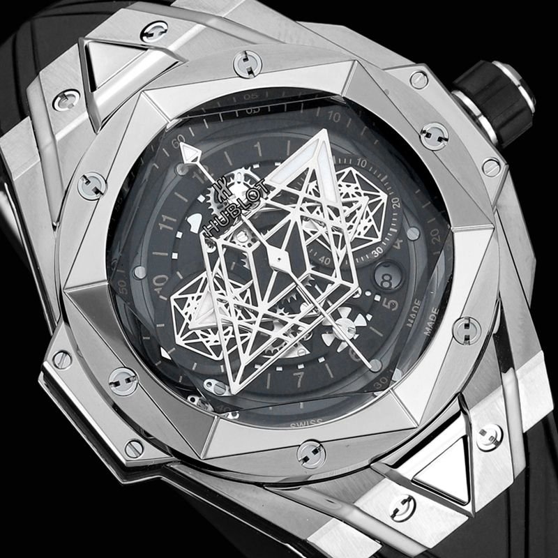 HublotHublotsuper clone watch new BigBangSangBleuII tattoo men's mechanical watch front view