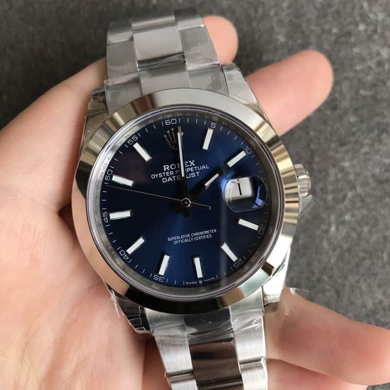 Rolex super clone watch log series blue face men's mechanical watch front view