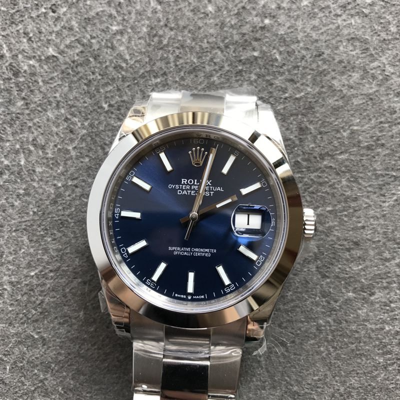 Rolex super clone watch log series blue face men's mechanical watch front view