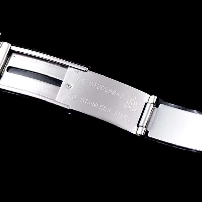 Omegahigh-quality replica watch De Ville series men's mechanical ultra-thin watch white steel track white surface clasp picture