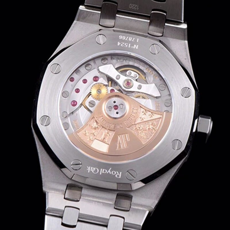 top-tier replica watch Audemars Piguet men's blue dial mechanical steel bracelet watch movement picture