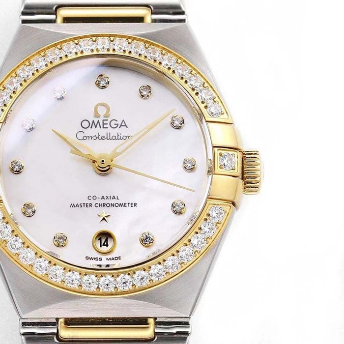 Top Replica Watches Omega Women's White Plate Constellation Steel Strap Watch Details