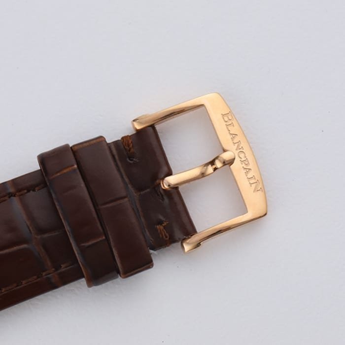 Top-tier replica watch Blancpain men's white dial Art Master series leather strap watch clasp picture