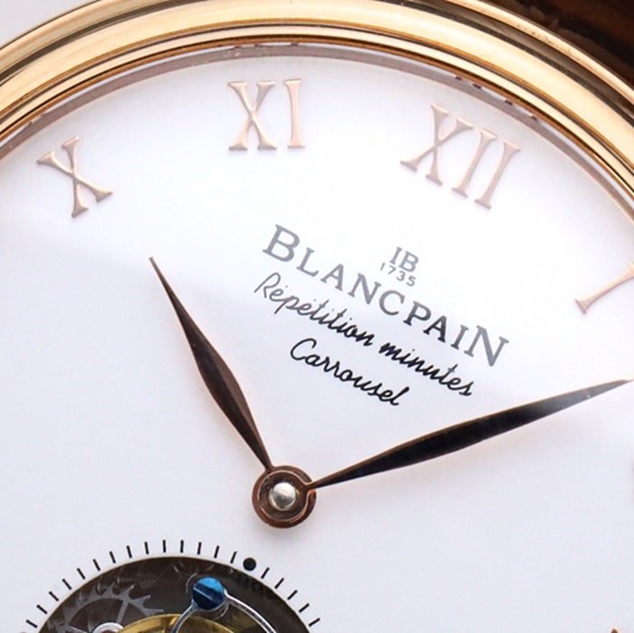 Top-tier replica watch Blancpain men's white dial Art Master series leather strap watch detail shots