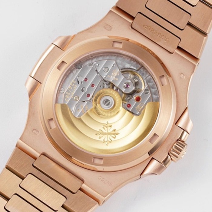 top-tier replica watch Patek Philippe men's black dialsteel bracelet watch movement picture