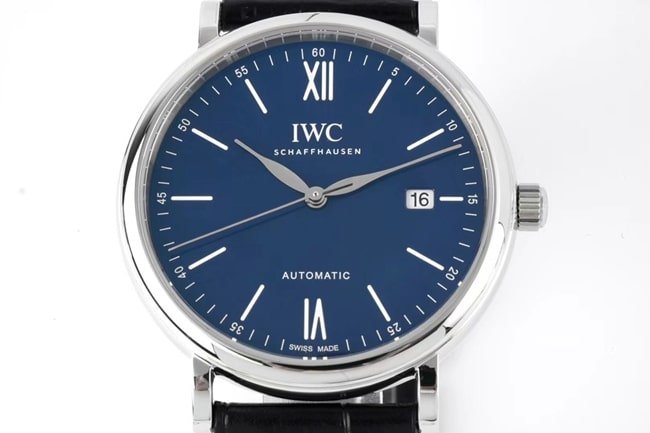 ZF Factorytop-tier replica watch IWC Portofino series automatic movementleather strap watch front view