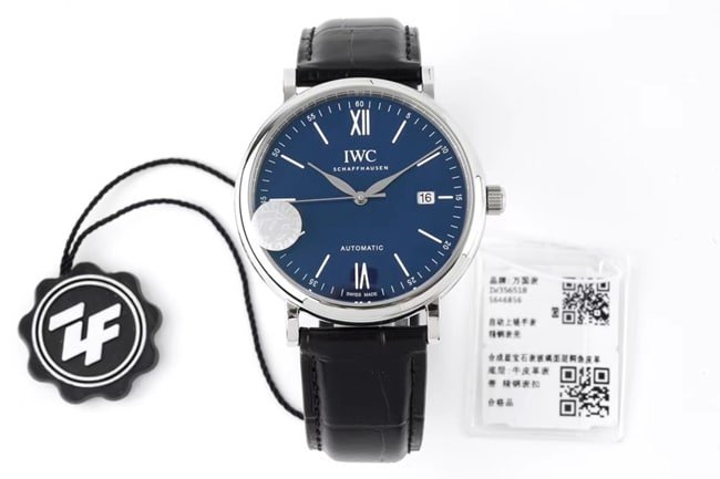 ZF Factorytop-tier replica watch IWC Portofino series automatic movementleather strap watch front view