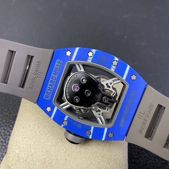 JB factory top-tier replica watch Richard Mille genuine tourbillonRM52-01 men's white dial black rubber strap mechanical watch movement picture