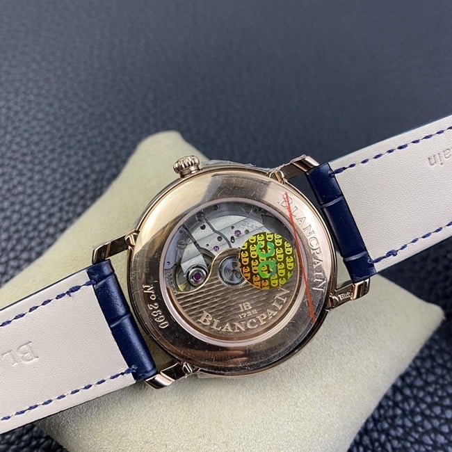 OM Factorytop-tier replica watch Blancpainvilleret classic series men's blue dial blue belt watch movement picture