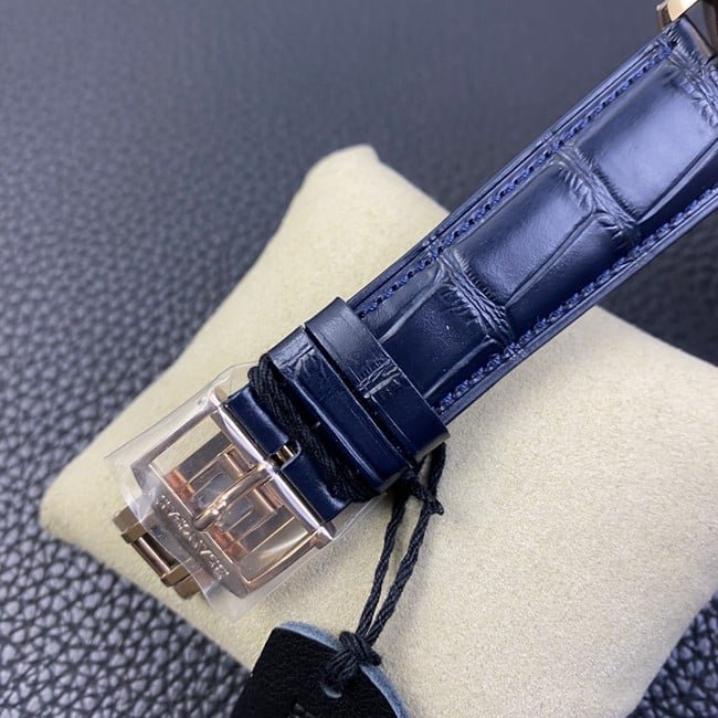 OM Factorytop-tier replica watch Blancpainvilleret classic series men's blue dial blue belt watch clasp picture