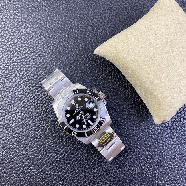 Clean FactoryRolextop-tier replica watch Black Submariner41mm men's black dialsteel braceletautomatic movement watch front view
