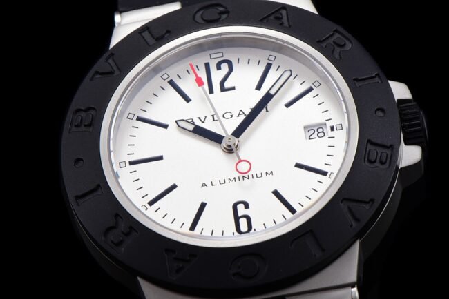 top-tier replica Bvlgari Steve Aoki white steel co-branded watch front view