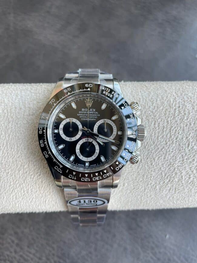 High-end replica C factory new black ceramic black dial Daytona 4130 movement front view