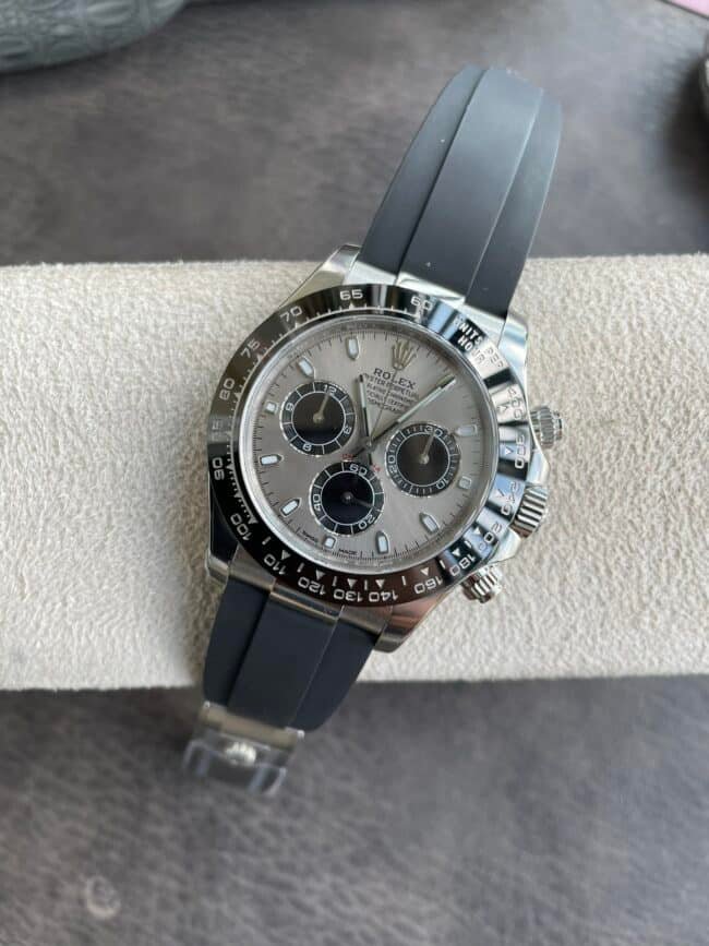 top-tiersuper cloneC factory Rolex new gray plate white goldDaytona4130movement men's watch front view