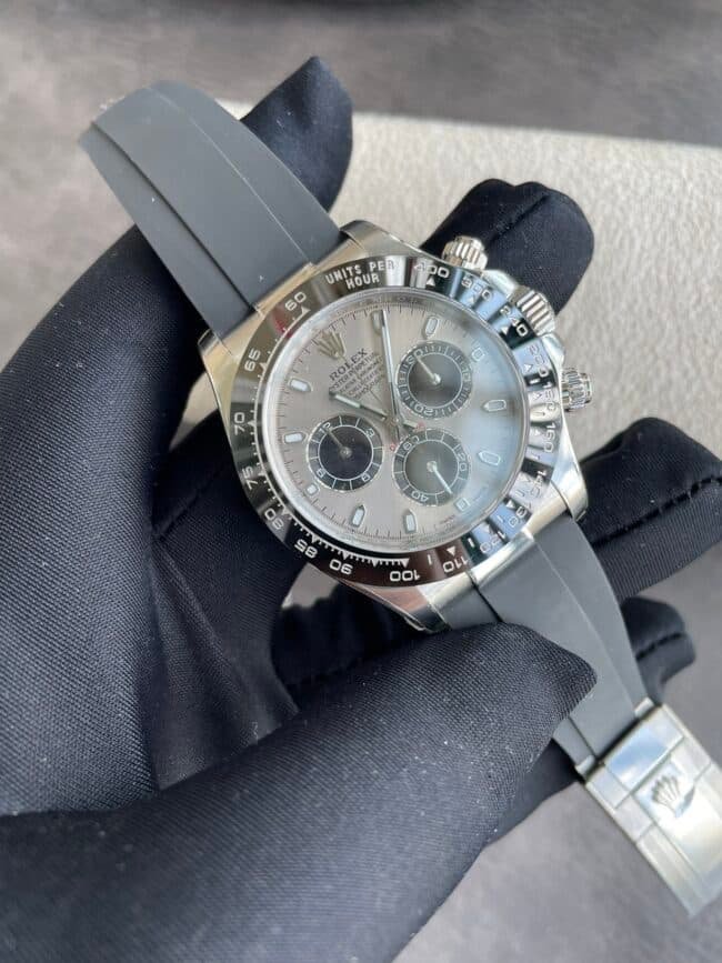 top-tiersuper cloneC factory Rolex new gray plate white goldDaytona4130movement men's watch front view