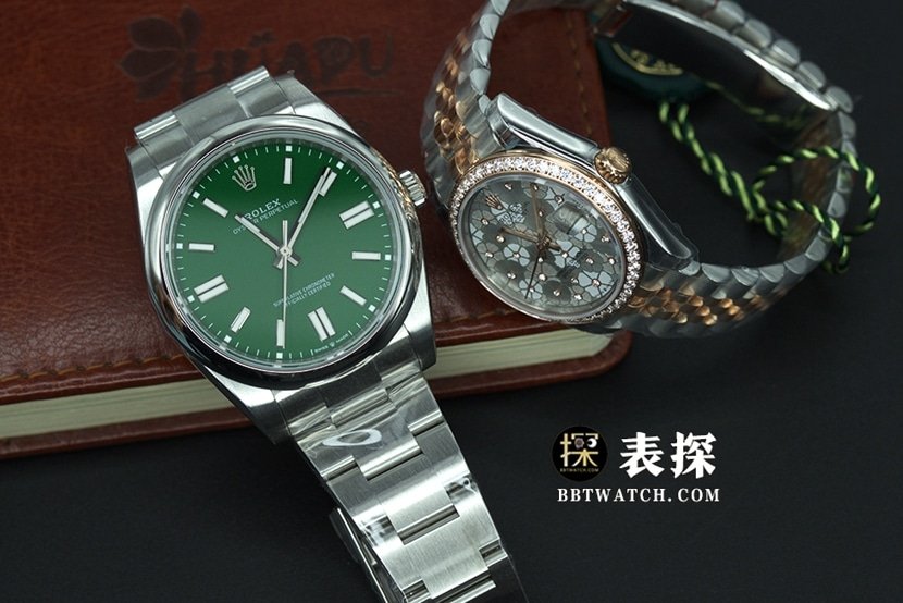JVS FactoryRolex Oyster Perpetual top-tier replica watch men's green dialsteel bracelet model pictures and prices front live photo