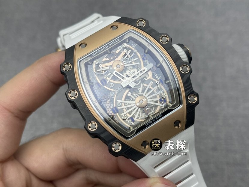 Richard Mille men's RM 21-011:1top-tier replica watch men's hollow dial tourbillon rubber model pictures and prices front live photo