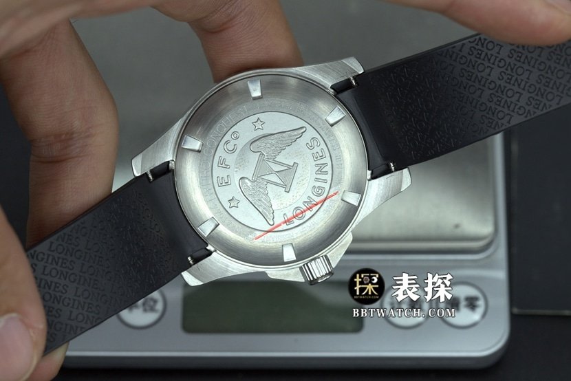 ZF FactoryLongines Concas 1:1 top-tier replica watch men's black dial rubber model pictures and prices caseback live photo