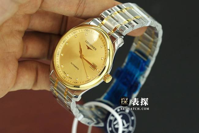 KY factory Longines men's watchmaking traditional top-tier 1:1 super clone watch gold plate steel bracelet model L2.793.5.37.7front live photo