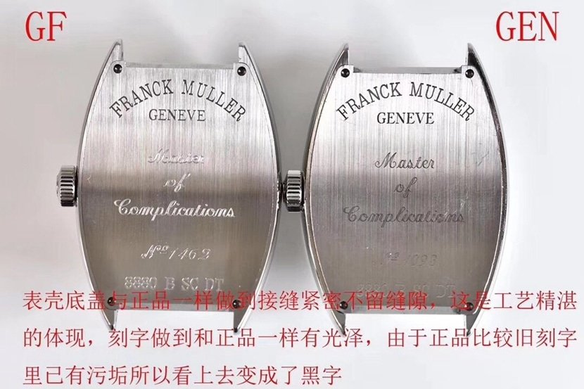 GF Factory Franck Muller 1:1 replica watch comparison genuine review back comparison picture