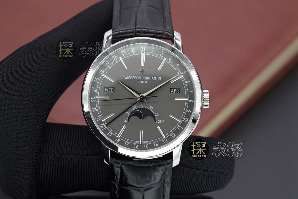mx factory inheritance series Vacheron Constantin1:1replica watch gray plate black leather bracelet front view
