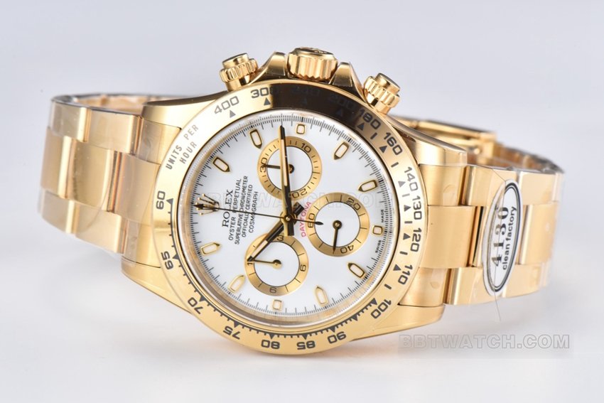 Factory C RolexDaytonasuper clonewhite dialyellow goldsteel bracelet model m116508-0001front live photo