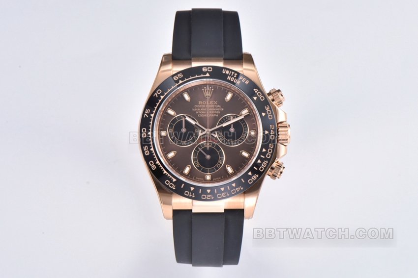 Factory C Rolex Daytona1:1super clone brown plate rose rubber model M116515LN-0041front live photo