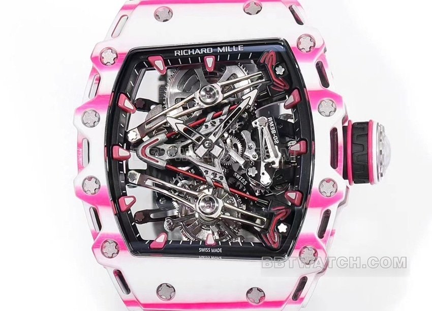 Richard Mille men's top-tier replica black fabric model RM 38-02front live photo