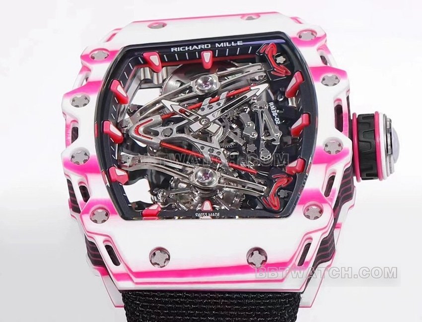 Richard Mille men's top-tier replica black fabric model RM 38-02front live photo